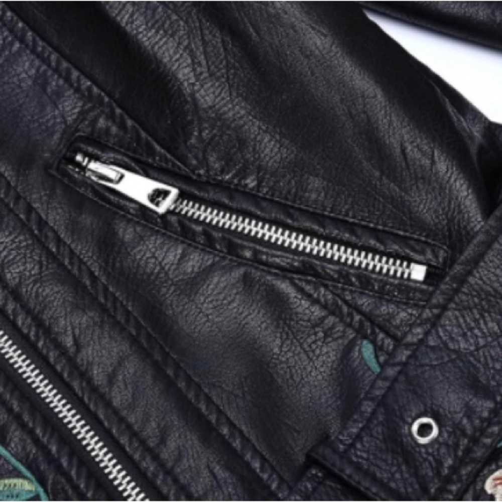 Host Pick Faux Leather Floral Moto Jacket - Picture 9 of 12